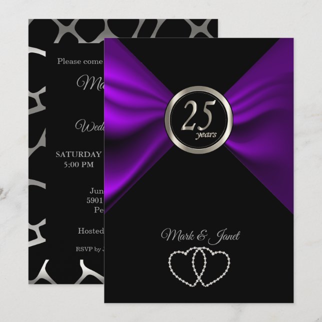 Invitación 25° Aniversario de Plata - Patrón de jirafa (Anverso / Reverso)