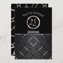 Invitación 25 Aniversario de Plata sobre Negro