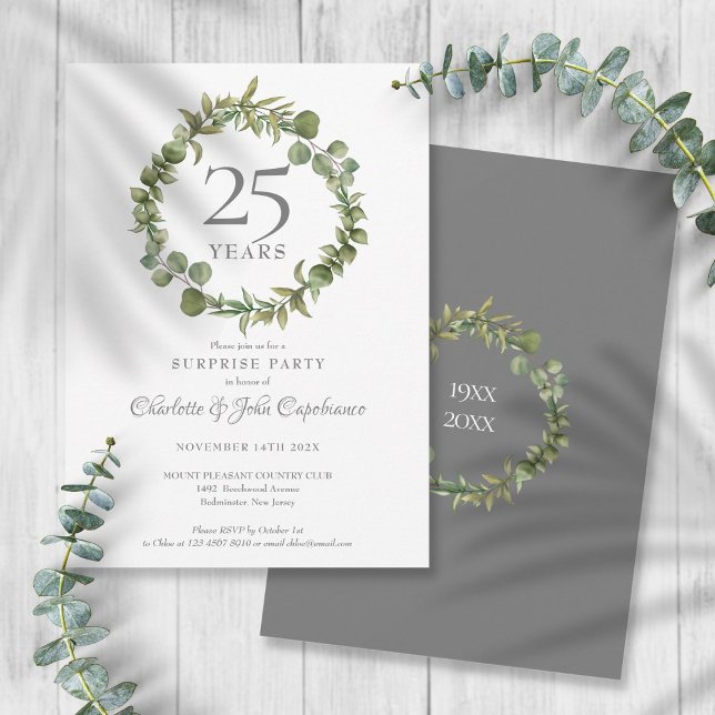Invitación 25° Aniversario de Plata Sorpresa Fiesta Garland (Subido por el creador)