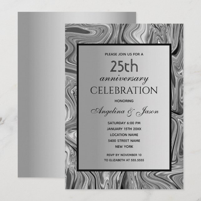 Invitación 25° Aniversario del boda (Anverso / Reverso)