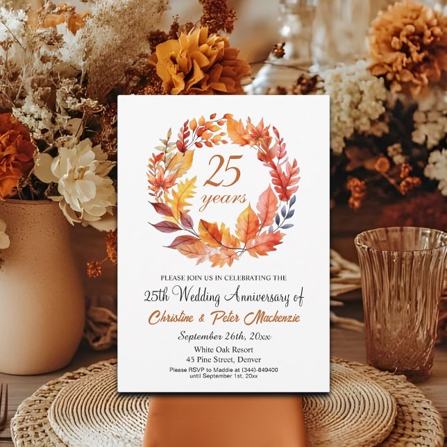 Invitación 25° Aniversario del Boda de Fall Floral Garland (Subido por el creador)