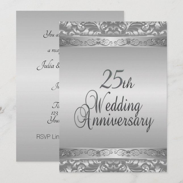 Invitación 25° Aniversario del Boda de Plata (Anverso / Reverso)