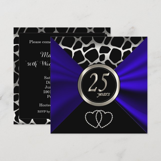 Invitación 25° Aniversario del Boda de Plata | Patrón de jira (Anverso / Reverso)