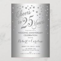 25° Aniversario del Boda - Elegante blanco platead