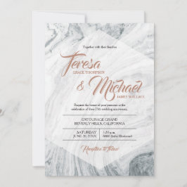 Invitación 25° Aniversario del Boda Gris de mármol