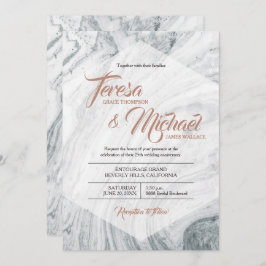 Invitación 25° Aniversario del Boda Gris de mármol