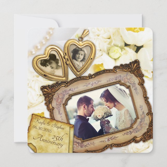 Invitación 25° Aniversario del Boda Marco del Círculo Dorado  (Anverso)