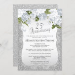 Invitación 25° Aniversario del Purpurina de Plata | DIY Texto<br><div class="desc">Invitaciones a la fiesta del 25° aniversario de Purpurina de Plata y Boda Floral Blanco. Elija entre varios tipos de papel y/o forma diferentes para satisfacer sus necesidades. ✔ NOTA: ¡SÓLO CAMBIA LAS ÁREAS DE PLANTILLA NECESARIAS! 😀 Si es necesario, puede eliminar el texto y empezar a agregar de nuevo...</div>