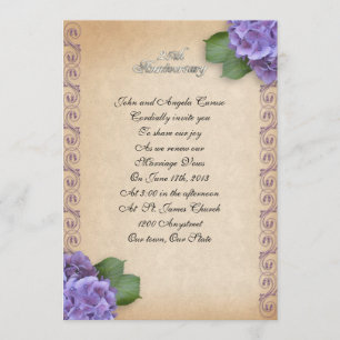 Invitación 25 Aniversario promesa renovación hidrangea floral