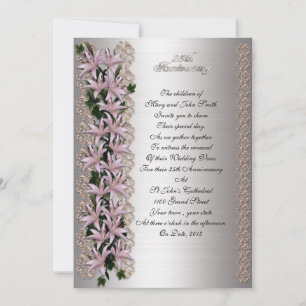 Invitación 25° aniversario renovación ivy y lirios