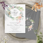 Invitación 25° Aniversario Vow Rosas de Renovación Floral<br><div class="desc">Con una delicada acuarela de vegetación floral, esta invitación a la renovación de la promesa botánica del 25 aniversario boda de moda puede ser personalizada con su información especial de aniversario. El reverso presenta una guirnalda floral que enmarca tus fechas de aniversario en un texto elegante sobre un fondo plateado....</div>