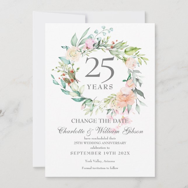 Invitación 25 años cambiar la floral de los Rosas (Anverso)