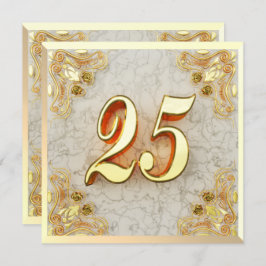 Invitación 25 cumpleaños Regal Gold Marble Greeting o