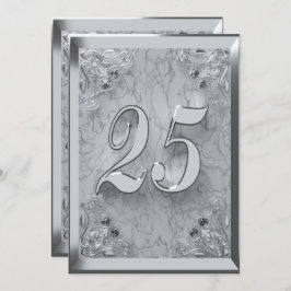 Invitación 25 cumpleaños Regal Silver Marble Saludo o