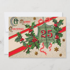 Invitación 25 de diciembre Ornamento de Navidad Holly