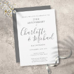 Invitación 25th Silver Wedding Anniversary Signature Script<br><div class="desc">Featuring silver script signature names. Personalise with your special twenty-five years silver anniversary information in chic lettering. Designed by Thisisnotme©</div>