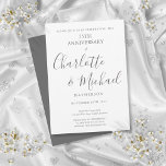 Invitación 25th Silver Wedding Anniversary Signature Script<br><div class="desc">Featuring silver script signature names. Personalise with your special twenty-five years silver anniversary information in chic lettering. Designed by Thisisnotme©</div>