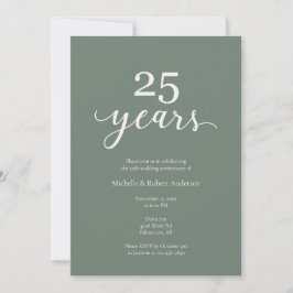 Invitación 25th wedding Anniversary Elegant Photo Sage Green