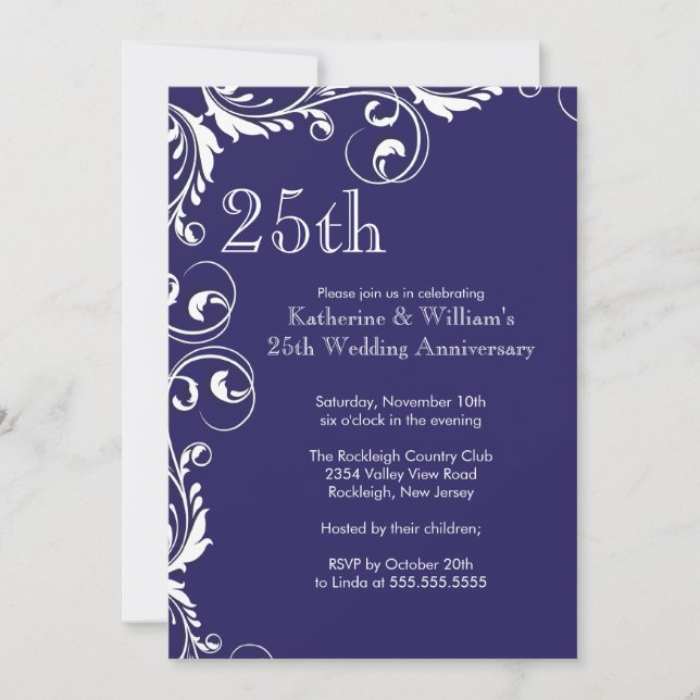 Invitación 25th Wedding Anniversary Party Invitations (Anverso)