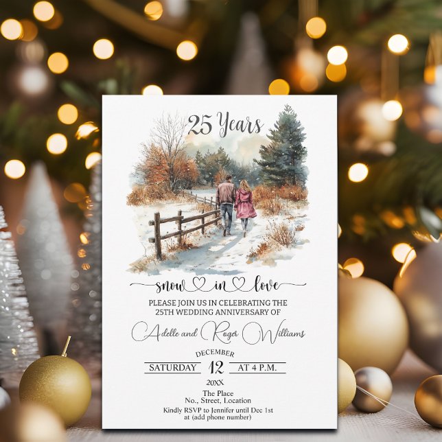 Invitación 25th Wedding Anniversary Winter Landscape Romantic (Subido por el creador)