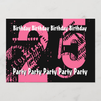 Invitación 25to 29no cumpleaños rosado y negro PartyTemplate