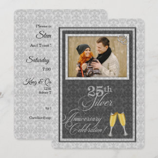 Invitación 25to Aniversario de bodas de plata con la foto