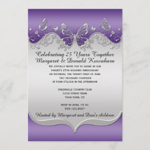 Invitación 25to aniversario de las mariposas adornadas de