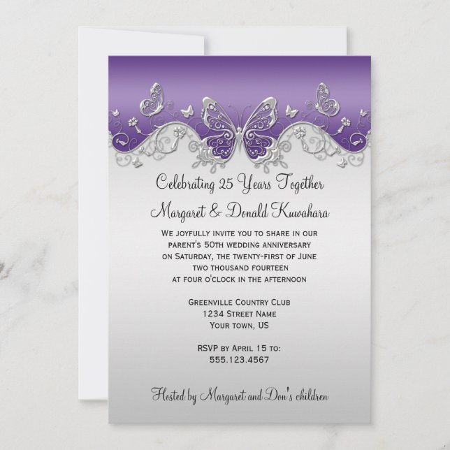 Invitación 25to aniversario de las mariposas de plata (Anverso)