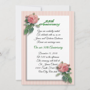 Invitación 25to Rosas del rosa de la renovación del voto del