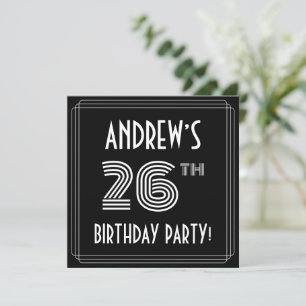 Invitación 26ª fiesta de cumpleaños: estilo Art Deco con nomb