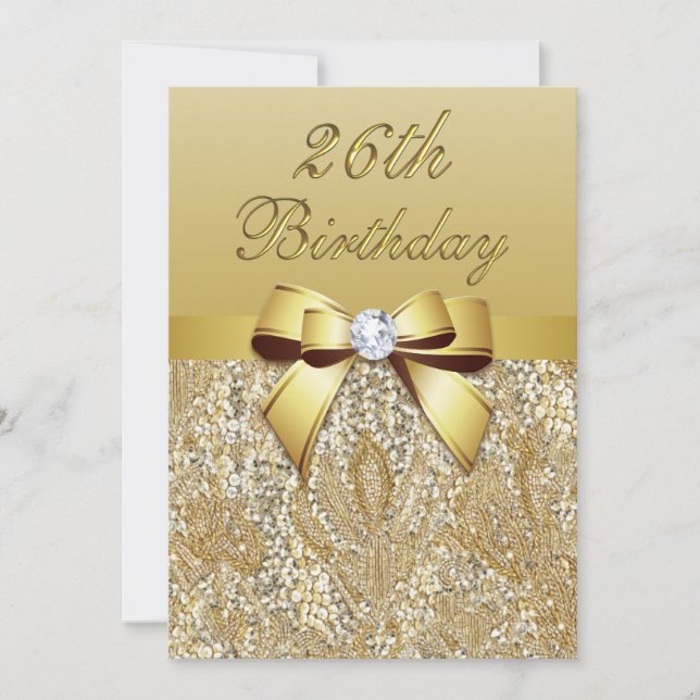 Invitación 26.ª Faux Sequins y Bow (Anverso)
