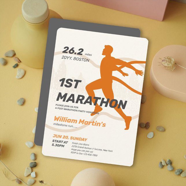 Invitación 26.2 millas Fiesta de la Maratón de la Primera Mar (26.2miles 1ST Marathon-Post Marathon Party Invitation)