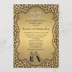 Invitación 27, Fiesta de cumpleaños 27, zapatos de tacones al
