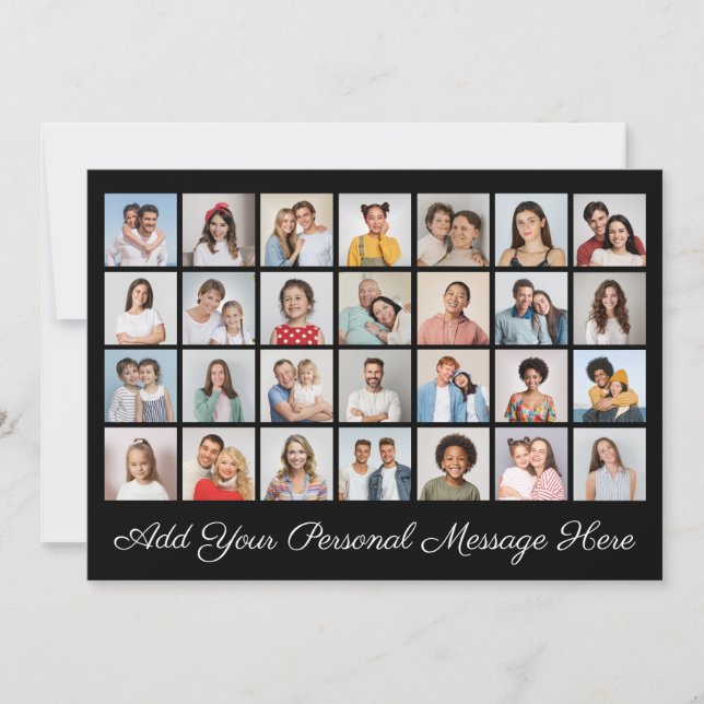 Invitación 28 Collage de Fotos Agrega tu Propio Saludo  (Anverso)