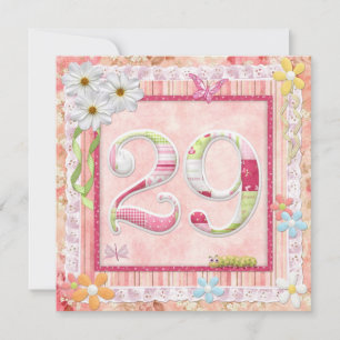 Invitación 29.ª fiesta de cumpleaños estilo scrapbooking