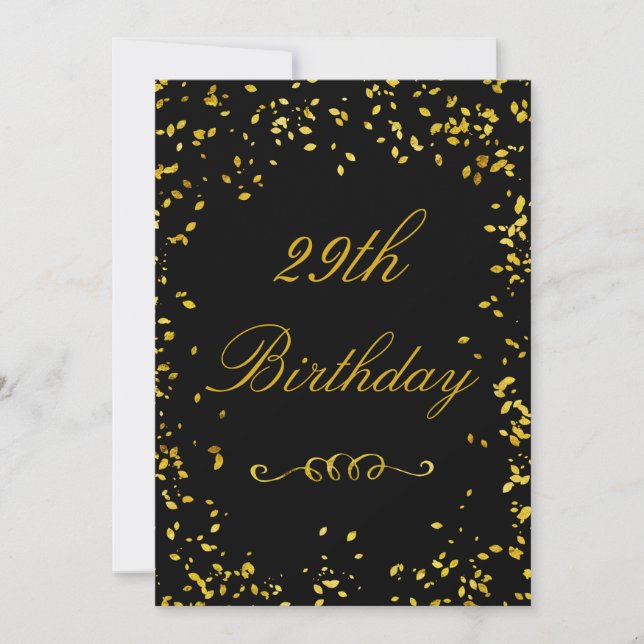 Invitación 29.º Confeti de oro glamoroso (Anverso)