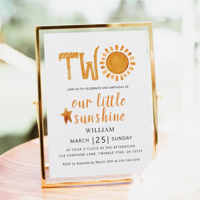 Invitación 2.ª acuarela de cumpleaños Feliz sol amarillo (Subido por el creador)