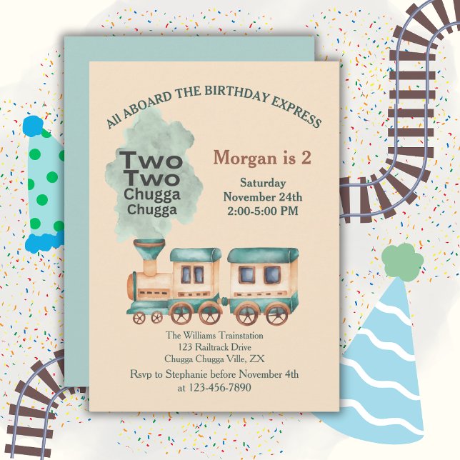 Invitación 2.ª acuarela del Fiesta de tren de cumpleaños (Subido por el creador)