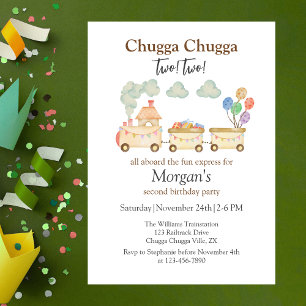 Invitación 2.ª acuarela Marrón Tren Divertido Express