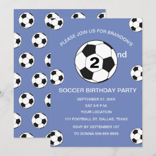 Invitación 2.ª Fiesta de cumpleaños fútbol niños Blue Boys Sp