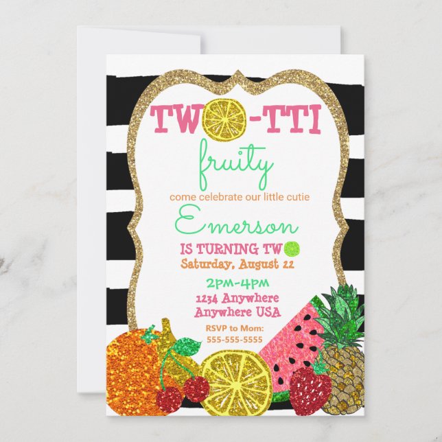 Invitación 2.ª frutti 2.º cumpleaños Tutti Frutti (Anverso)
