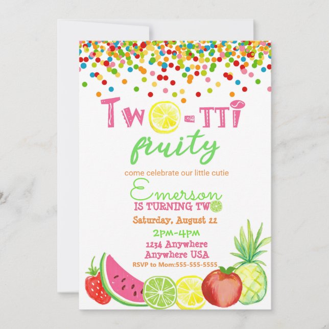 Invitación 2.ª frutti 2.º cumpleaños Tutti Frutti acucolo (Anverso)