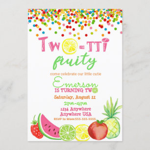 Invitación 2.ª frutti 2.º cumpleaños Tutti Frutti acucolo
