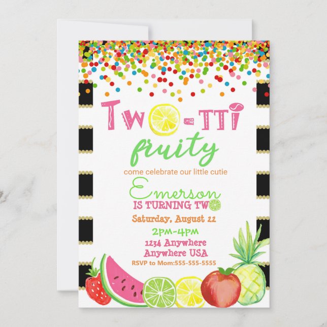 Invitación 2.ª frutti 2.º cumpleaños Tutti Frutti acucolo (Anverso)