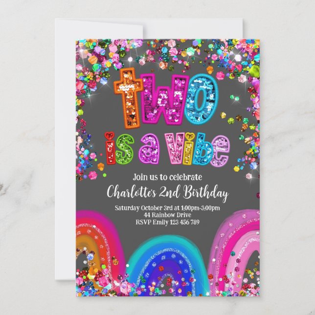 Invitación 2.ª invitada Purpurina Fiesta Chica (Anverso)