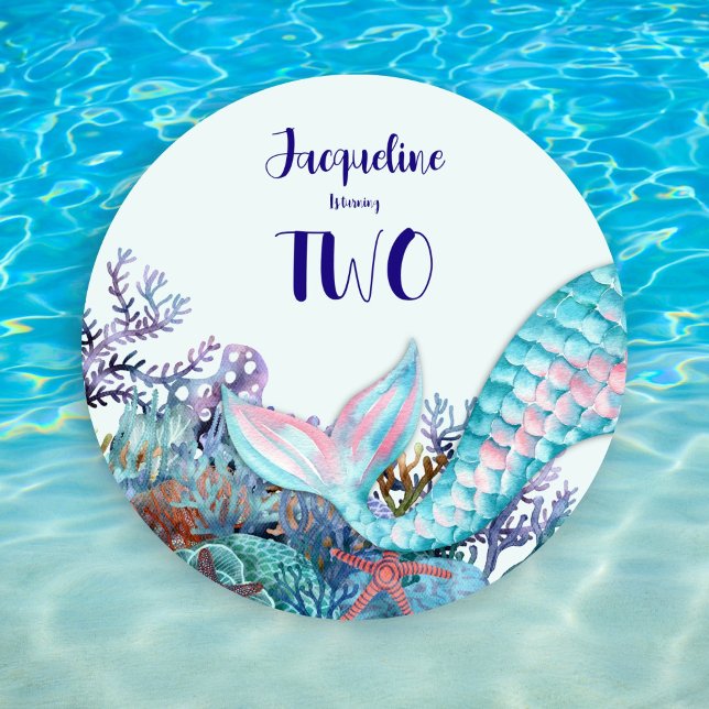 Invitación 2.ª Sirenita acuarela De Cumpleaños Bajo El Mar (Subido por el creador)