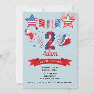 Invitación 2.º Chica de cumpleaños 4 de julio