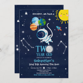 Invitación 2.º cohete astronauta Fiesta de cumpleaños en el e