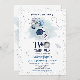 Invitación 2.º cohete astronauta Fiesta de cumpleaños en el e