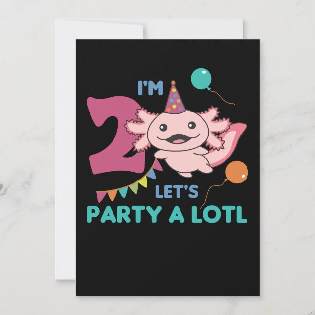 Invitación 2.º cumpleaños Axolotl Axolotl de dos años de edad (Anverso)